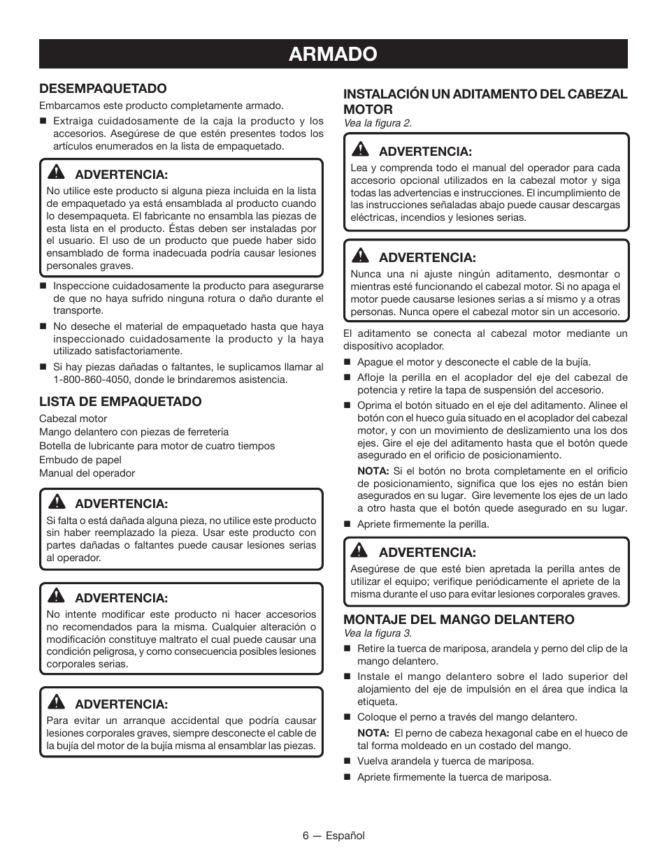 Armado | Ryobi RY34007 User Manual | Page 33 / 42