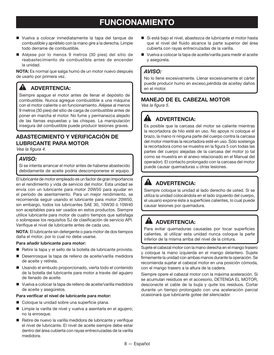 Funcionamiento | Ryobi RY34007 User Manual | Page 35 / 42