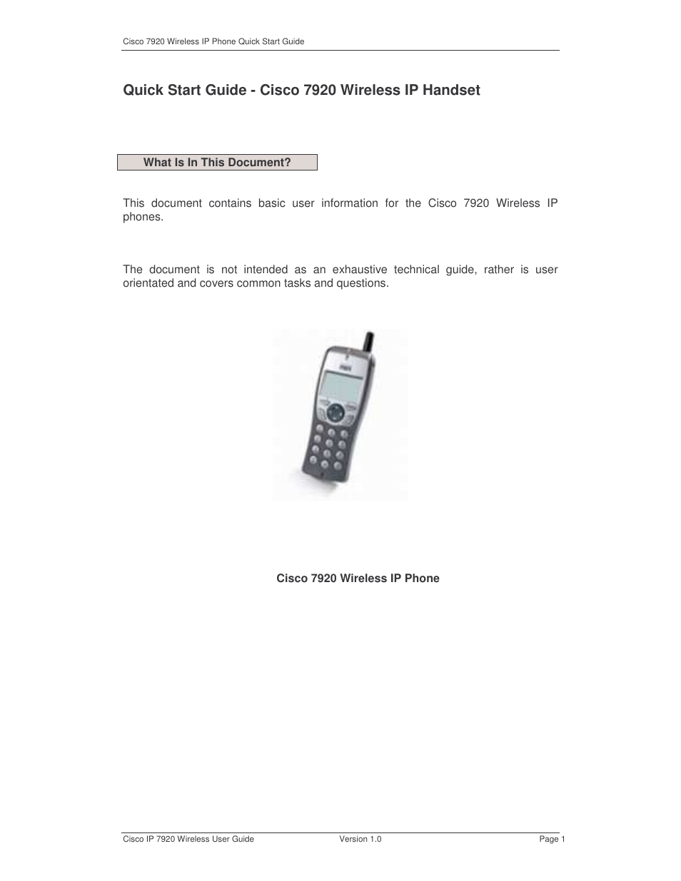 Cisco 7920 User Manual | 5 pages