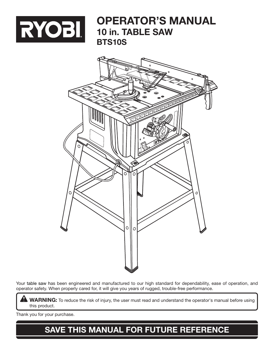 Ryobi BTS10S User Manual | 34 pages