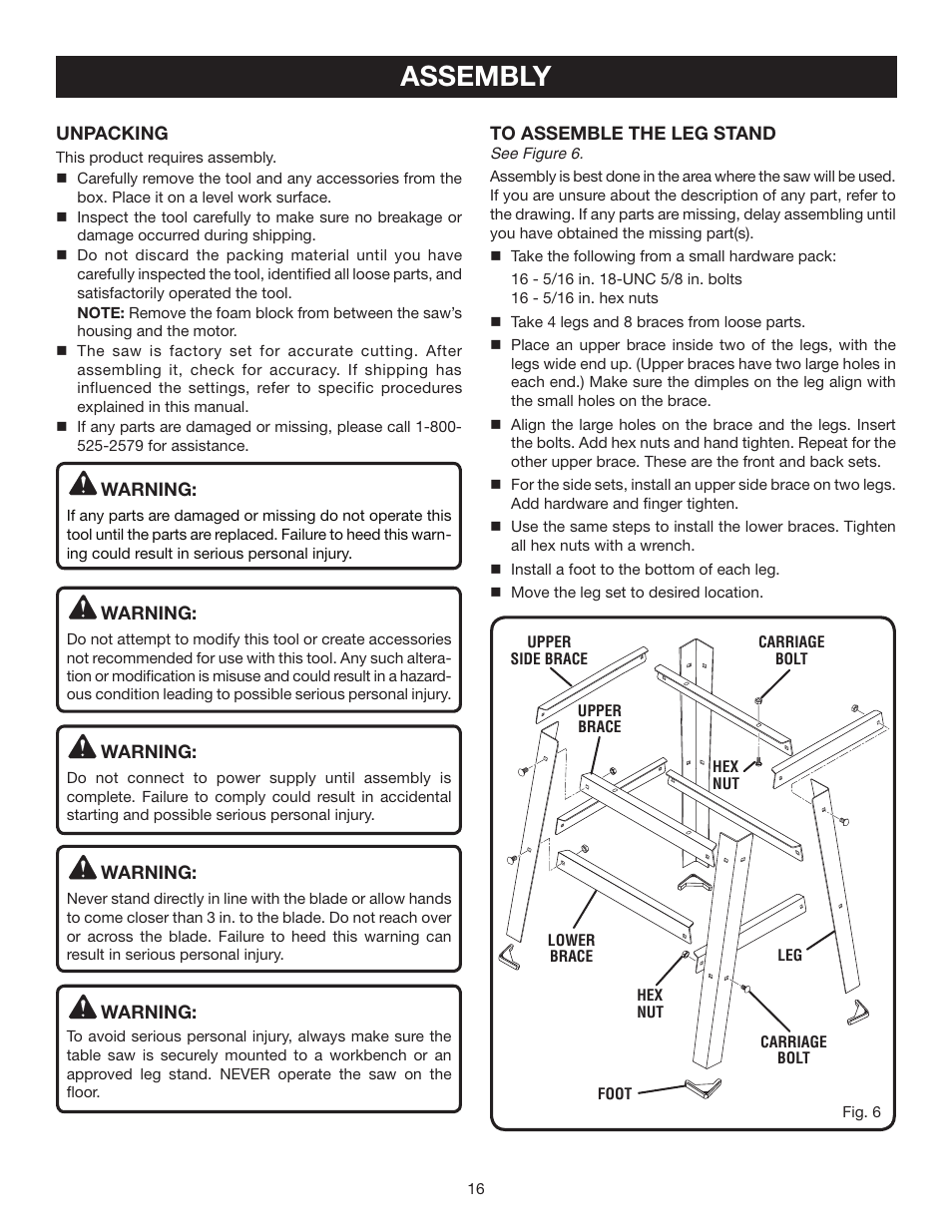 Assembly | Ryobi BTS10S User Manual | Page 16 / 34