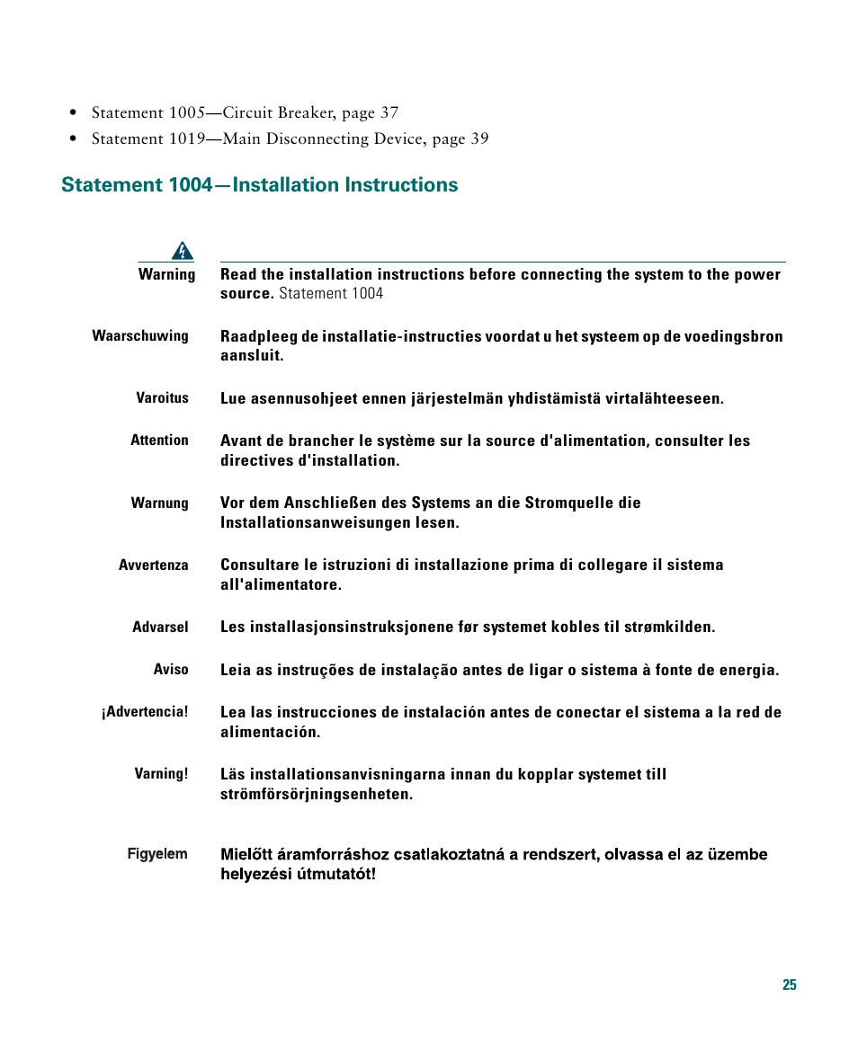 Statement 1004-installation instructions, Statement 1004—installation instructions | Cisco 1040 User Manual | Page 25 / 52