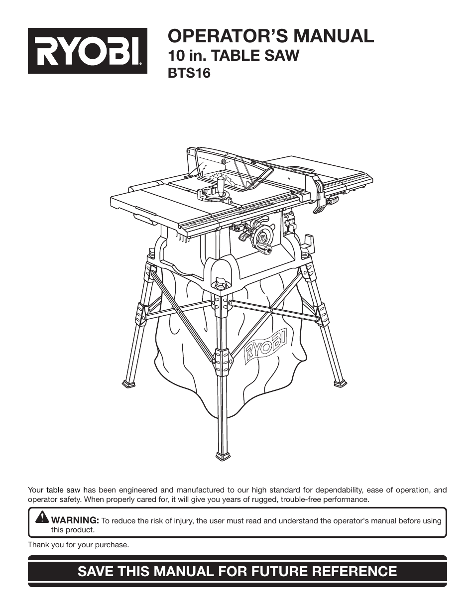 Ryobi BTS16 User Manual | 40 pages