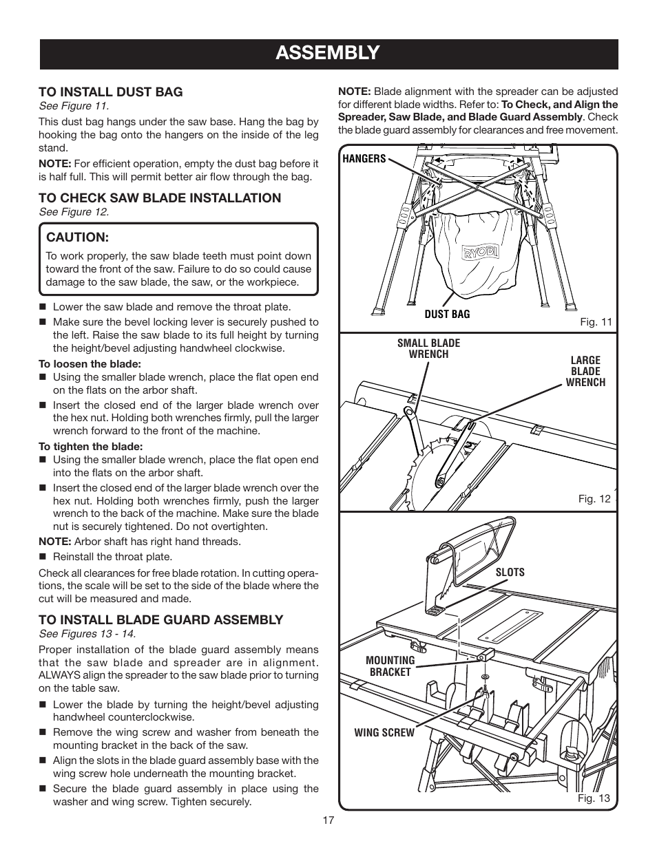 Assembly | Ryobi BTS16 User Manual | Page 17 / 40
