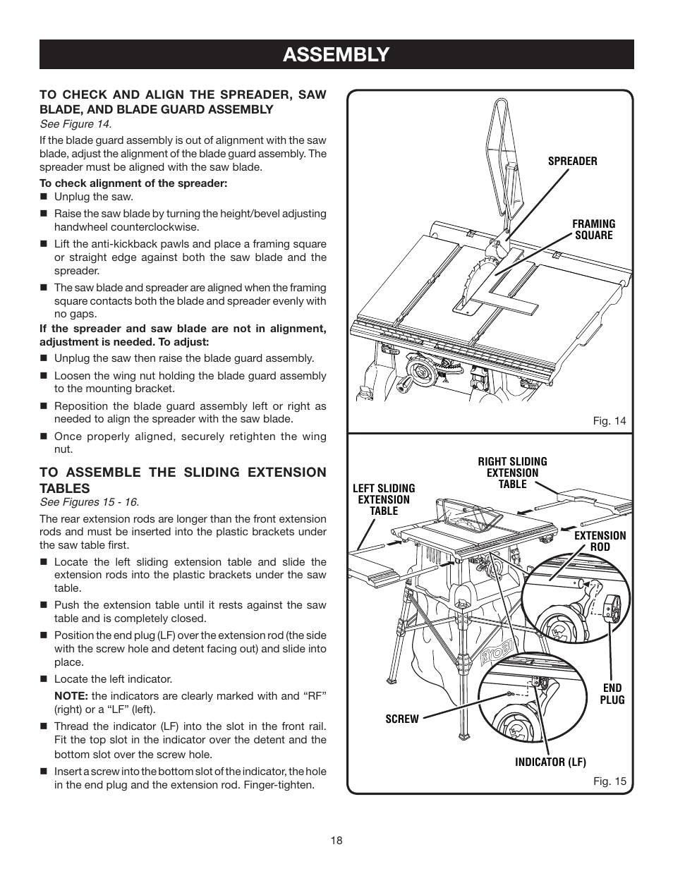 Assembly | Ryobi BTS16 User Manual | Page 18 / 40