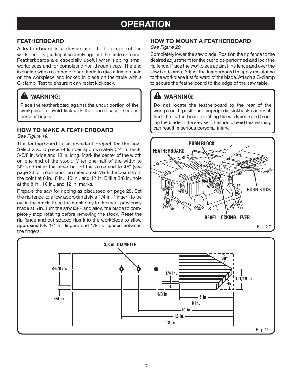 Operation | Ryobi BTS16 User Manual | Page 22 / 40