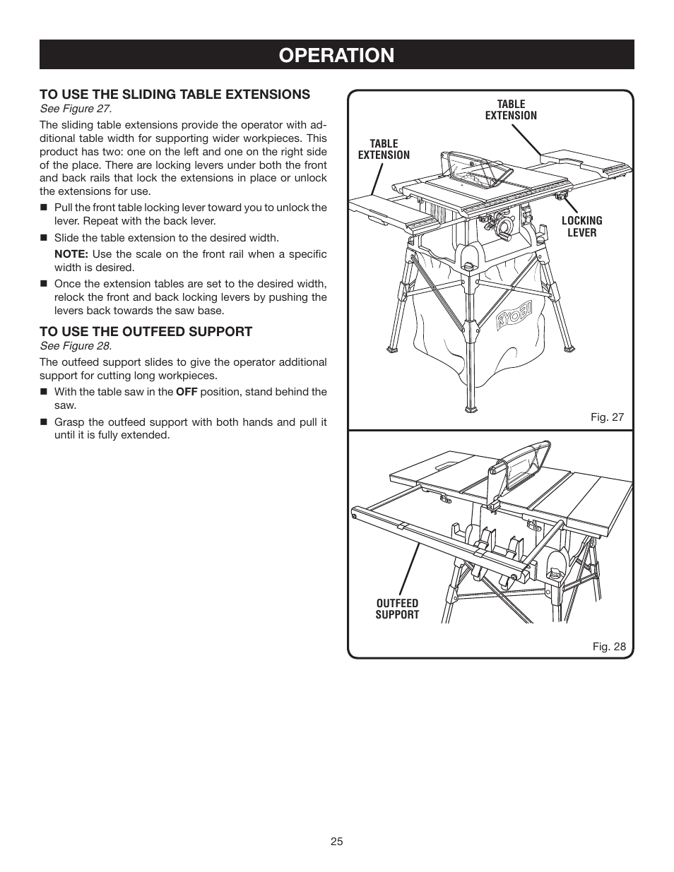 Operation | Ryobi BTS16 User Manual | Page 25 / 40