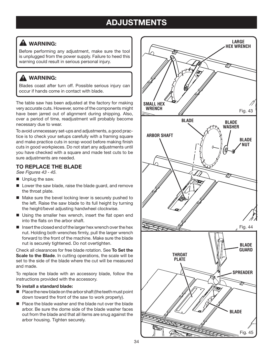 Adjustments | Ryobi BTS16 User Manual | Page 34 / 40