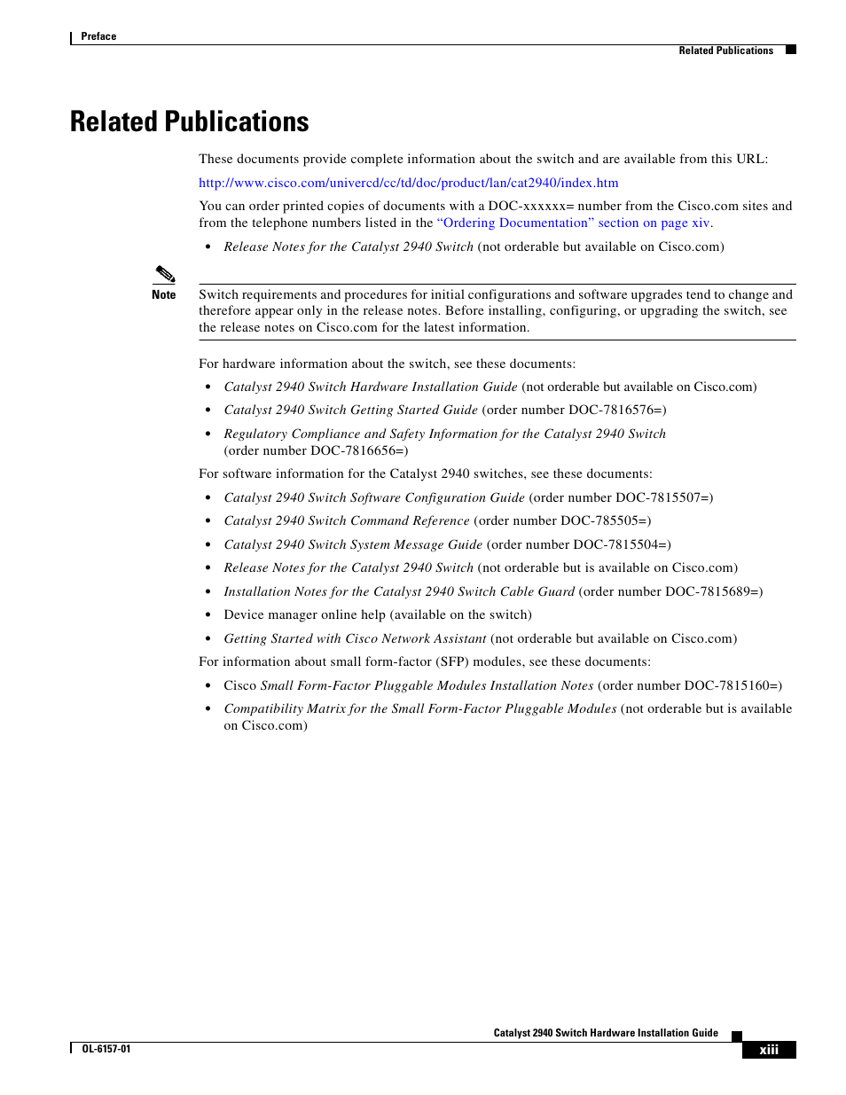 Related publications | Cisco 2940 User Manual | Page 13 / 82