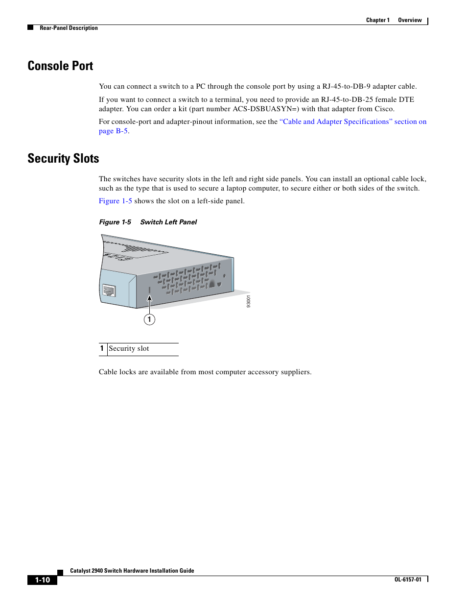 Console port, Security slots | Cisco 2940 User Manual | Page 28 / 82