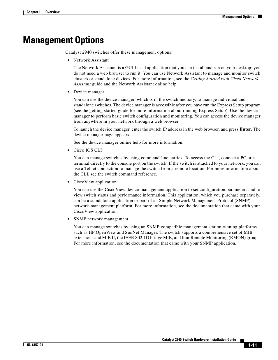 Management options | Cisco 2940 User Manual | Page 29 / 82