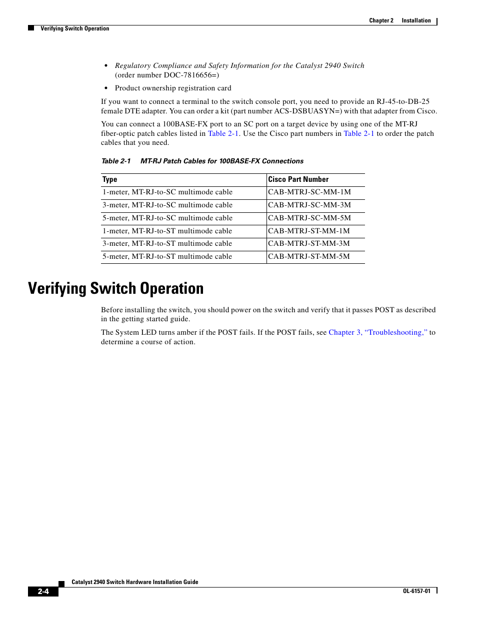 Verifying switch operation | Cisco 2940 User Manual | Page 34 / 82