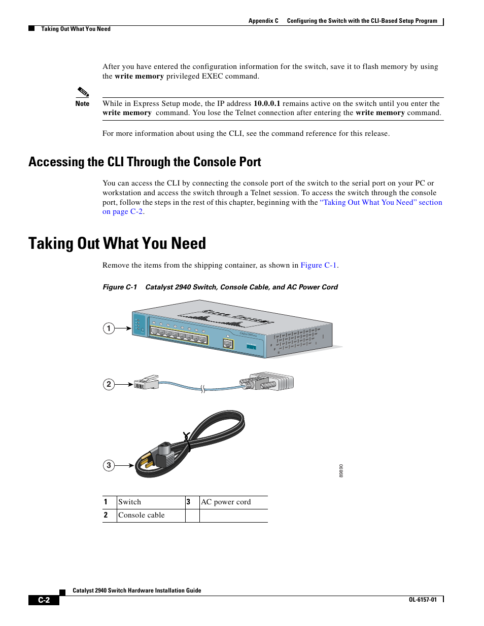 Accessing the cli through the console port, Taking out what you need | Cisco 2940 User Manual | Page 70 / 82