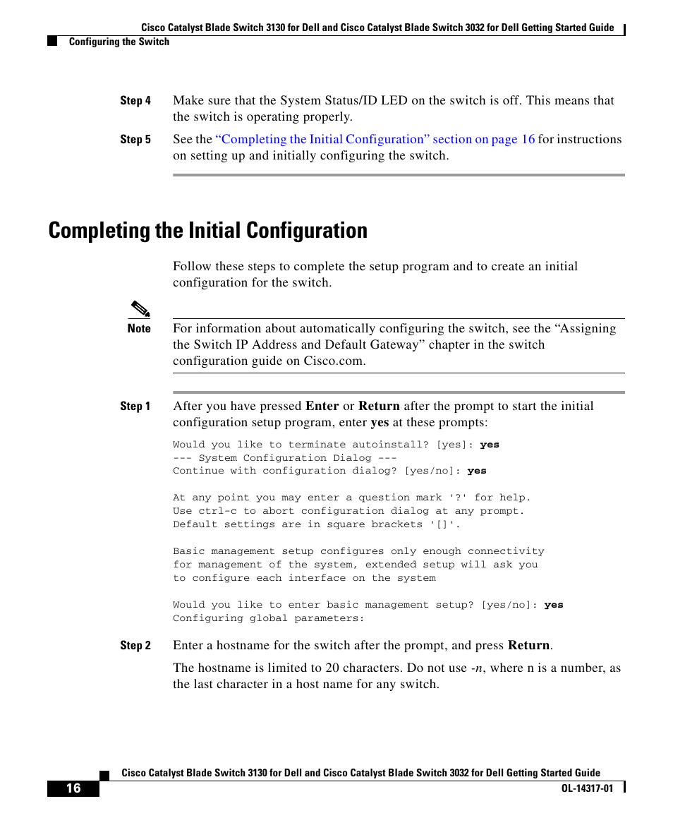 Completing the initial configuration | Cisco 3032 User Manual | Page 16 / 34