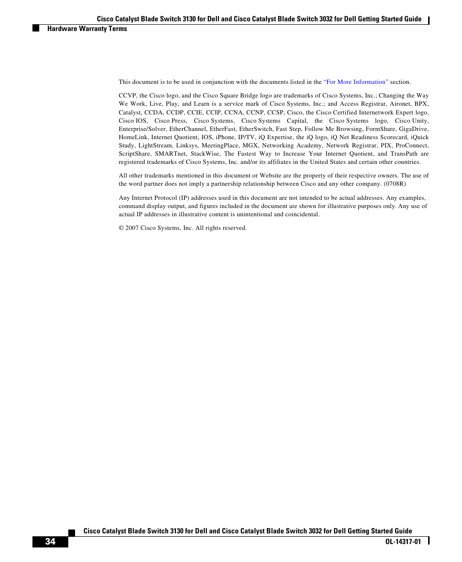 Cisco 3032 User Manual | Page 34 / 34