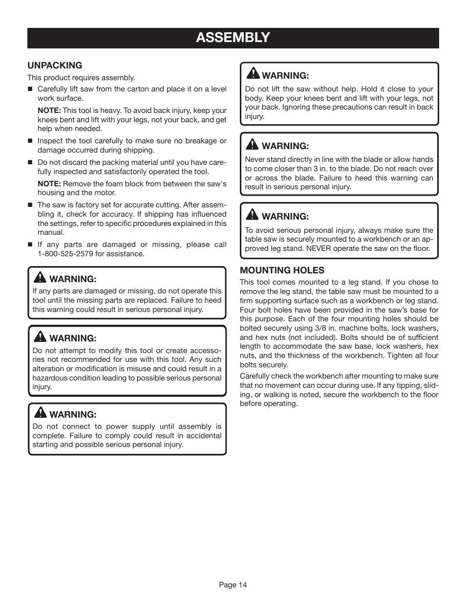 Assembly | Ryobi BTS20R-1 User Manual | Page 14 / 34