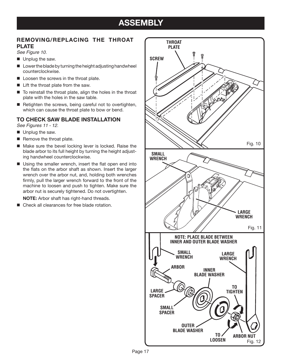 Assembly | Ryobi BTS20R-1 User Manual | Page 17 / 34