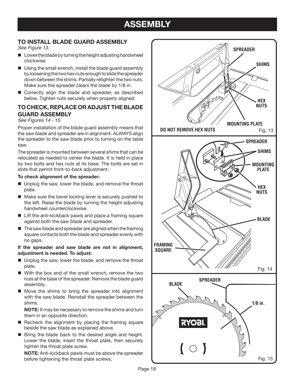 Assembly | Ryobi BTS20R-1 User Manual | Page 18 / 34