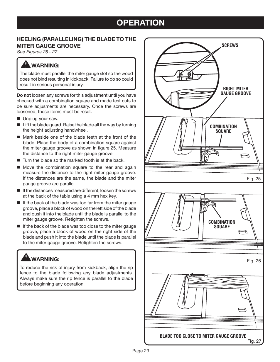 Operation | Ryobi BTS20R-1 User Manual | Page 23 / 34