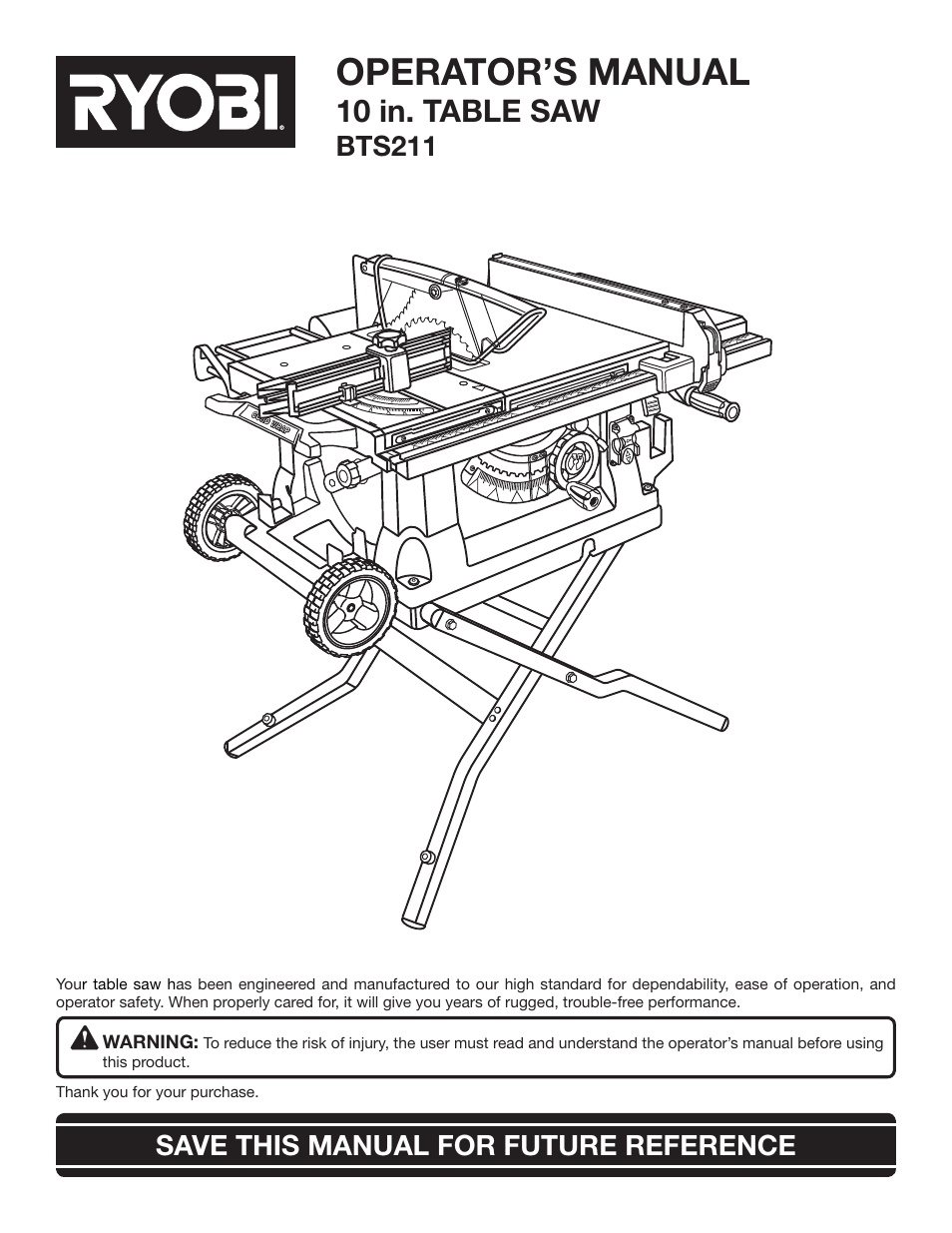 Ryobi BTS211 User Manual | 42 pages