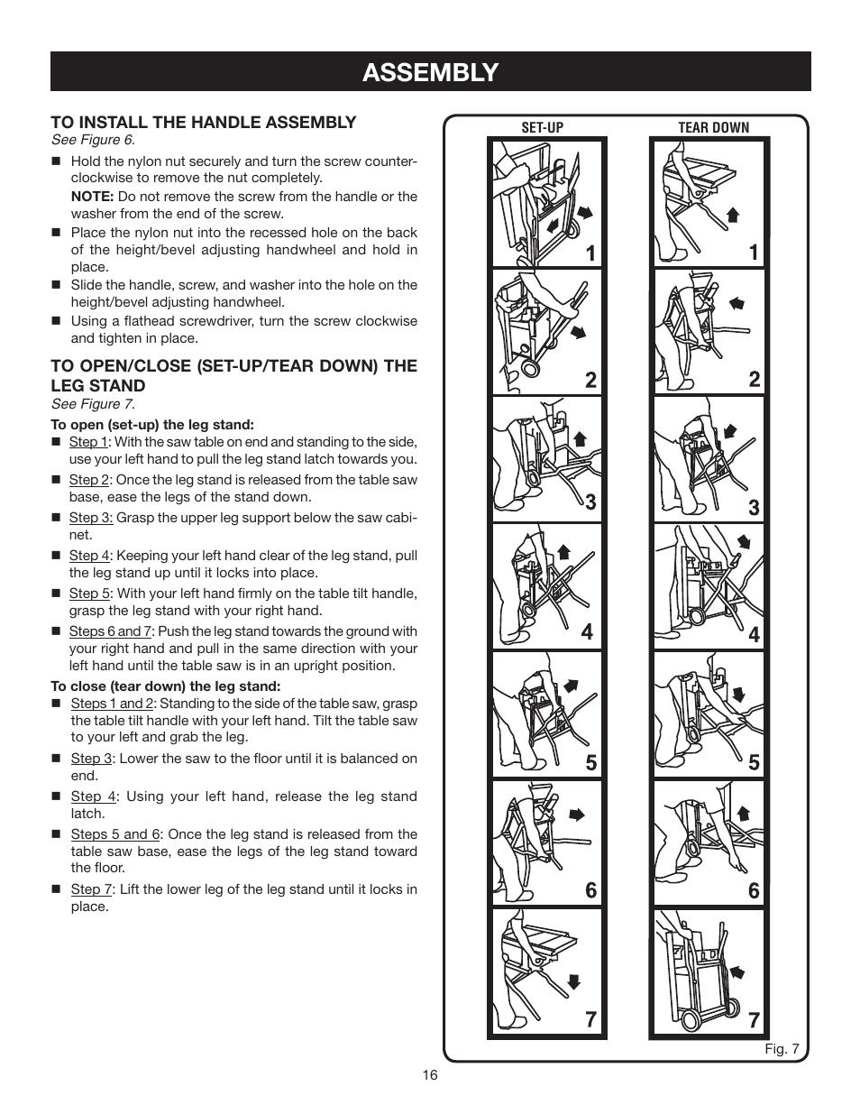 Assembly | Ryobi BTS211 User Manual | Page 16 / 42