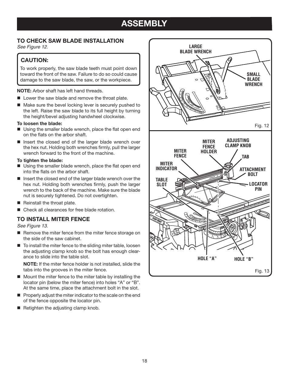 Assembly | Ryobi BTS211 User Manual | Page 18 / 42