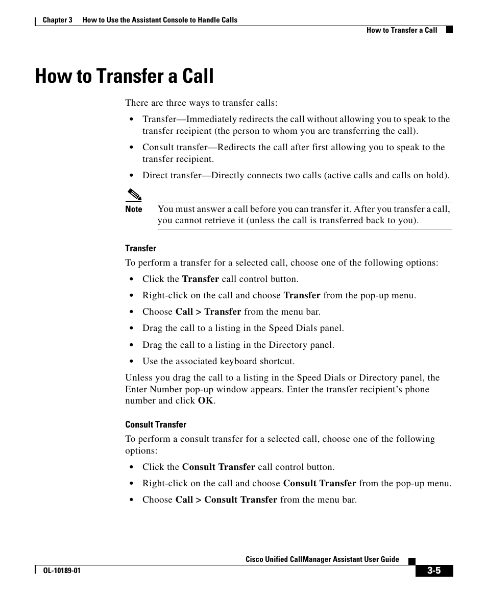 How to transfer a call | Cisco OL-10189-01 User Manual | Page 5 / 10