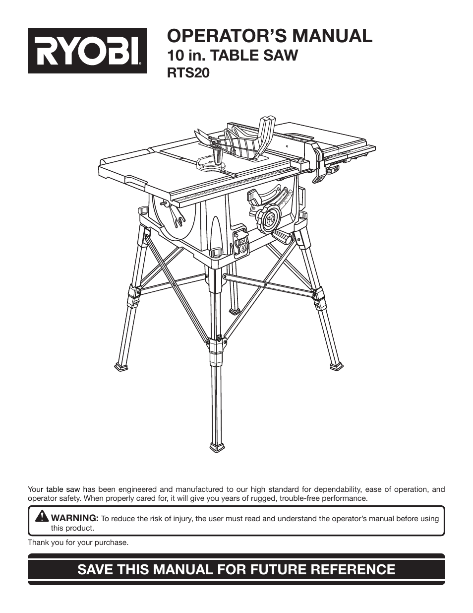 Ryobi RTS20 User Manual | 42 pages
