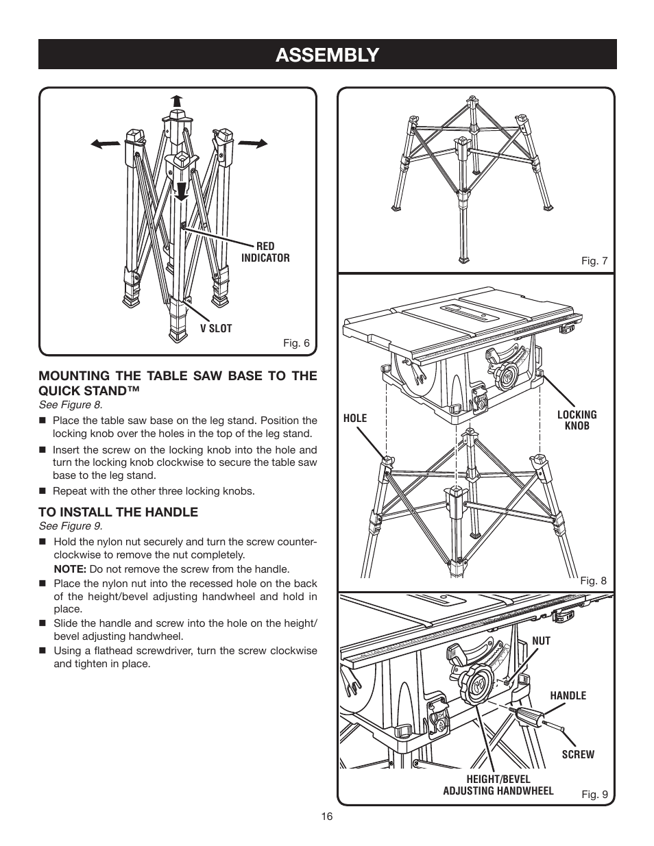 Assembly | Ryobi RTS20 User Manual | Page 16 / 42