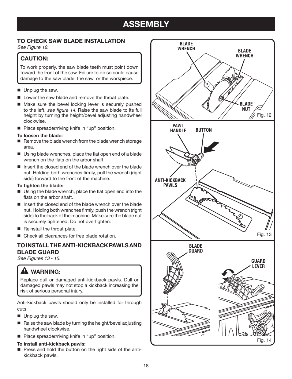 Assembly | Ryobi RTS20 User Manual | Page 18 / 42