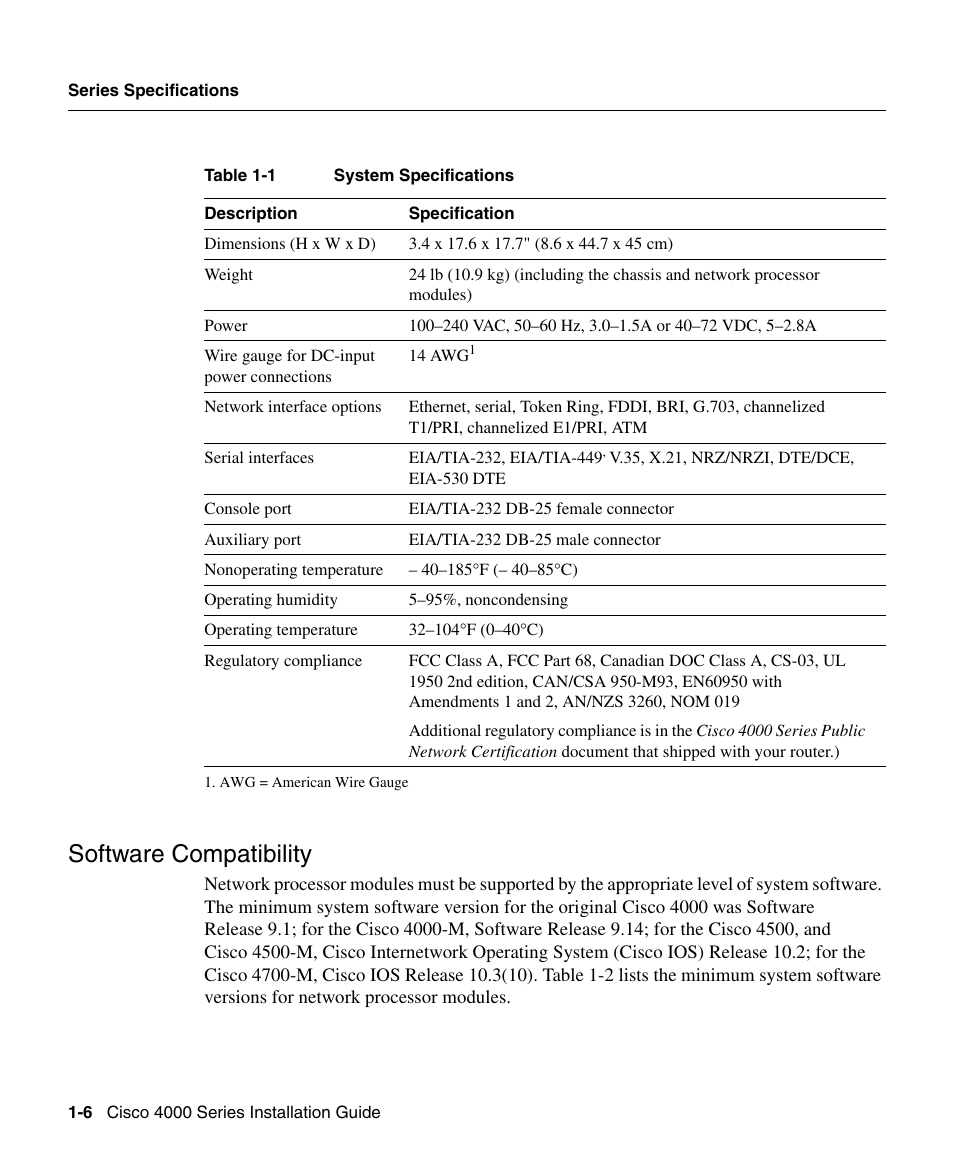 Software compatibility | Cisco 4000 User Manual | Page 6 / 18