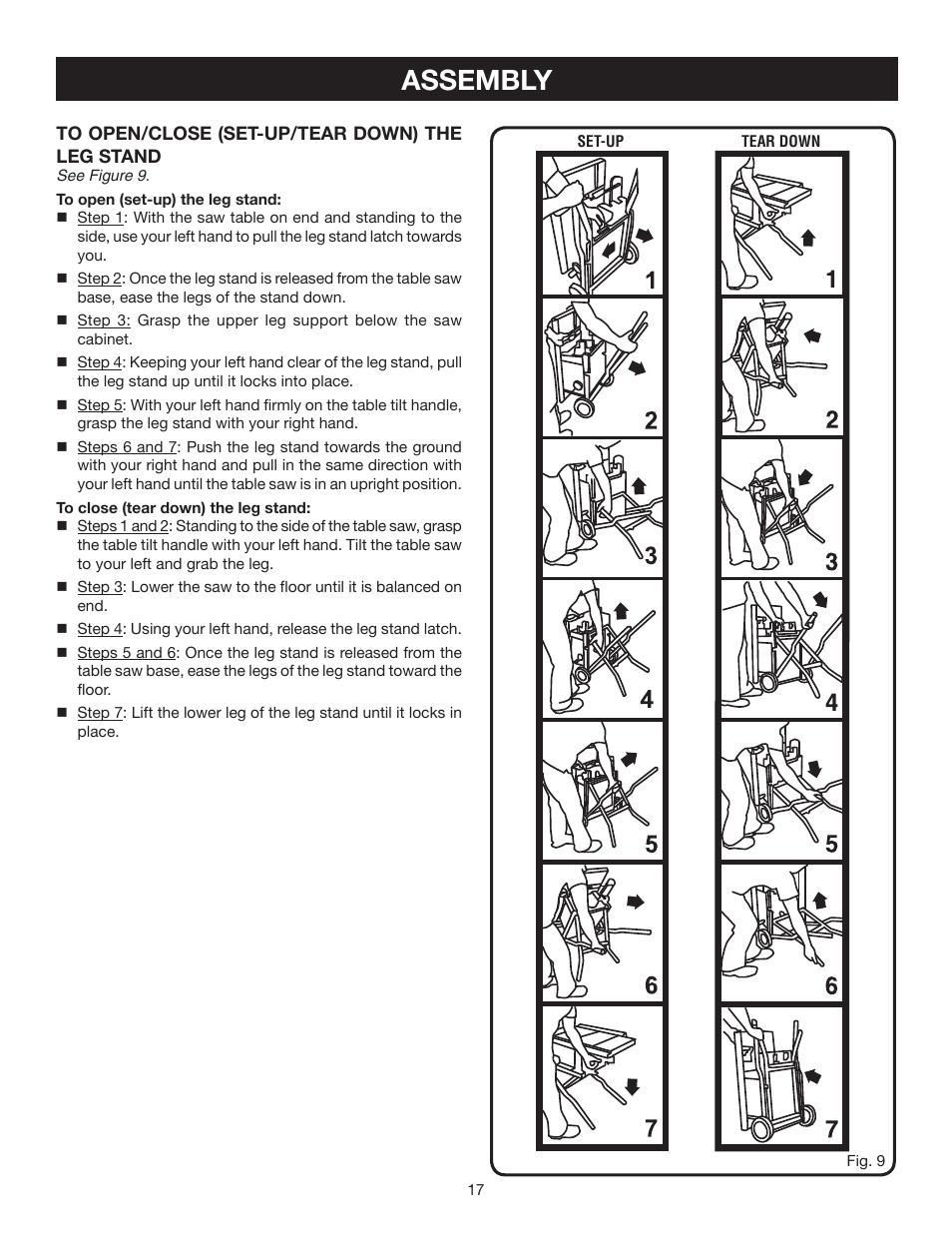 Assembly | Ryobi RTS30 User Manual | Page 17 / 42