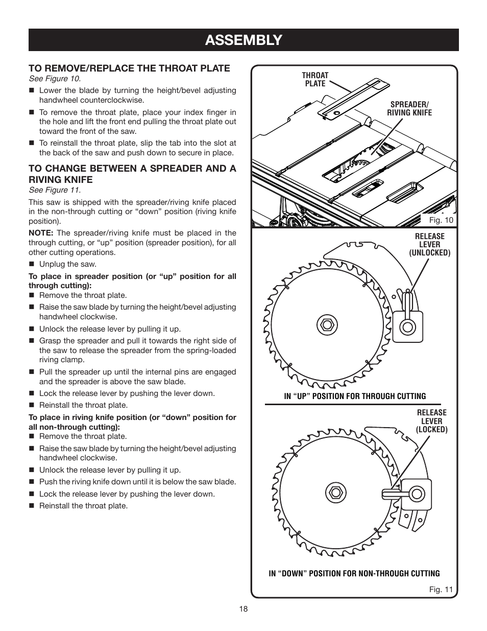 Assembly | Ryobi RTS30 User Manual | Page 18 / 42