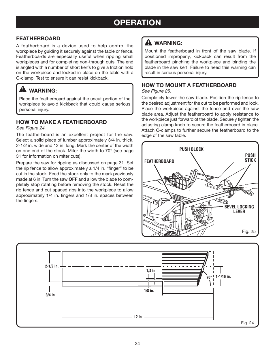 Operation | Ryobi RTS30 User Manual | Page 24 / 42