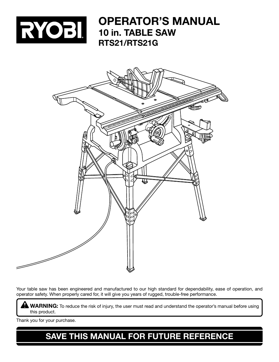 Ryobi RTS21 User Manual | 40 pages