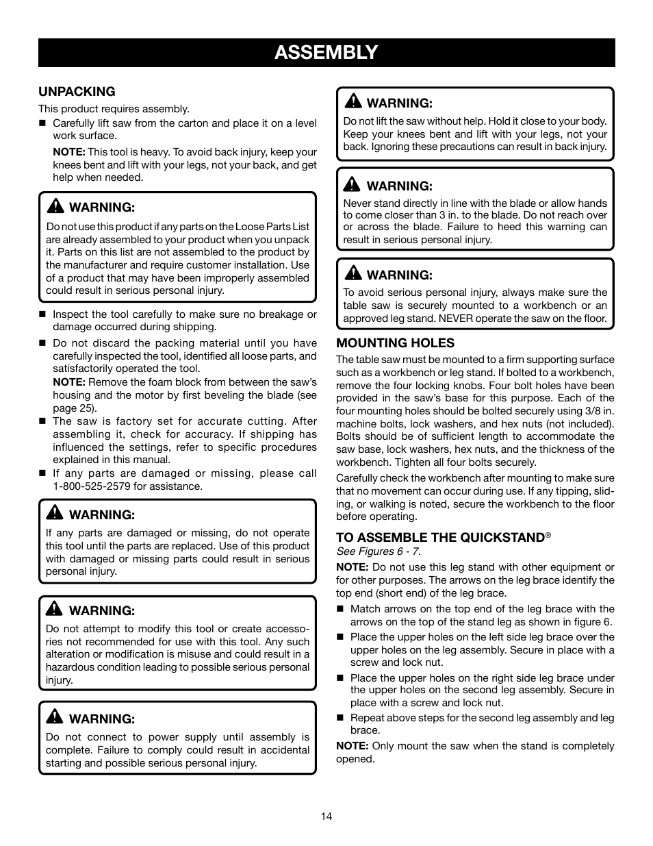 Assembly | Ryobi RTS21 User Manual | Page 14 / 40