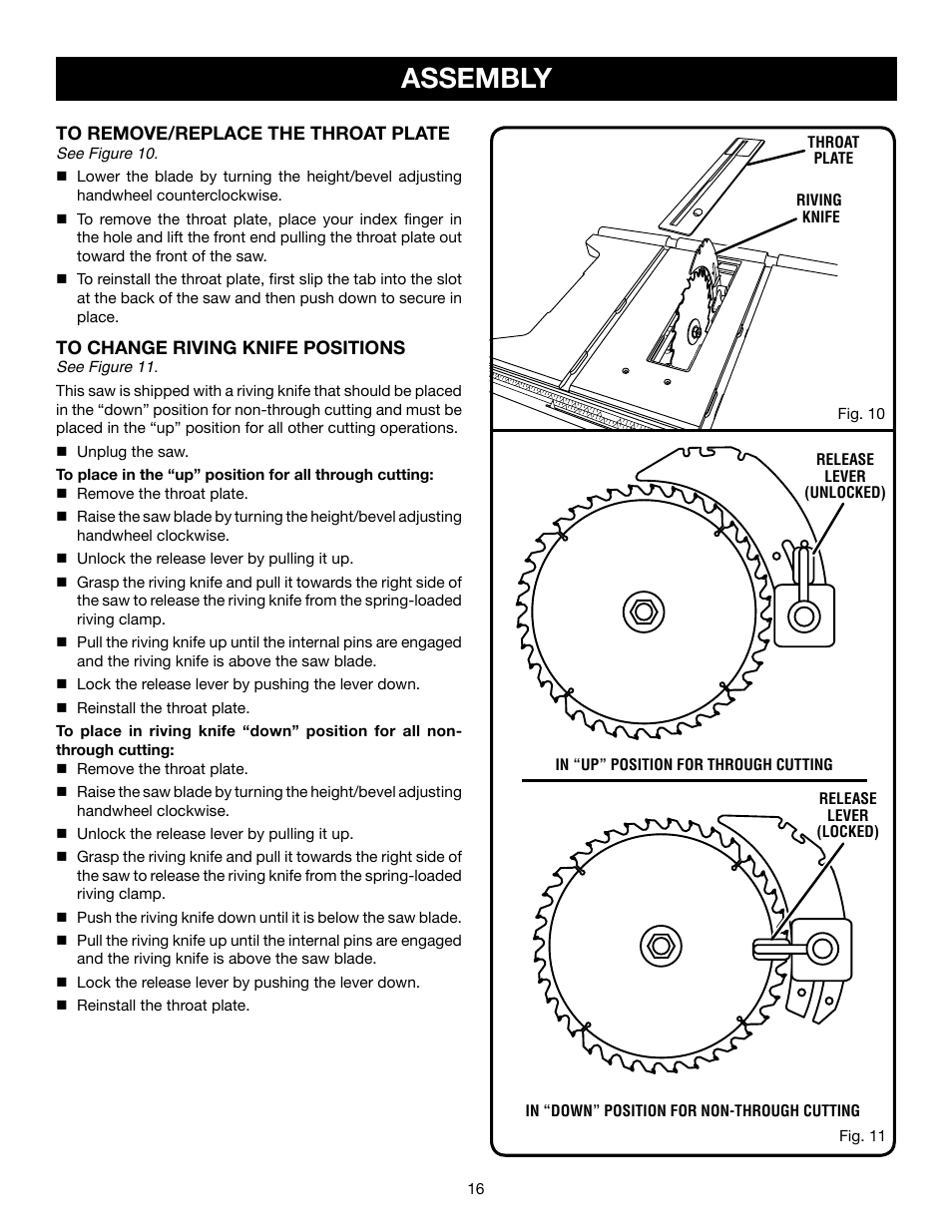 Assembly | Ryobi RTS21 User Manual | Page 16 / 40