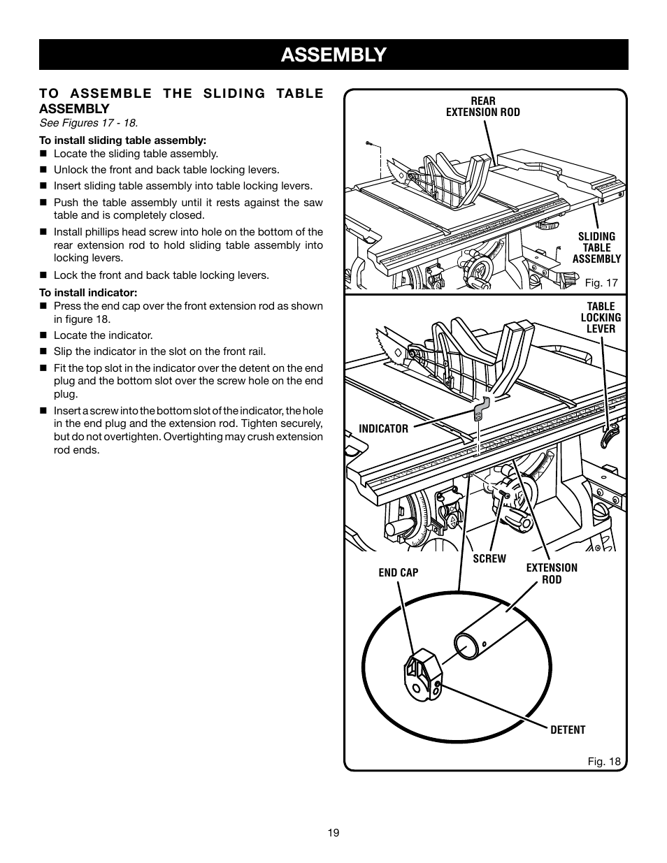 Assembly | Ryobi RTS21 User Manual | Page 19 / 40