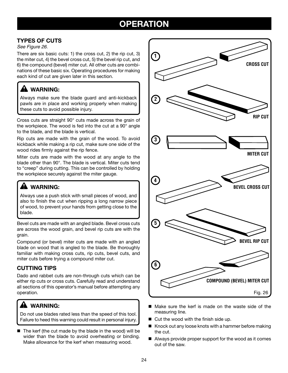 Operation | Ryobi RTS21 User Manual | Page 24 / 40