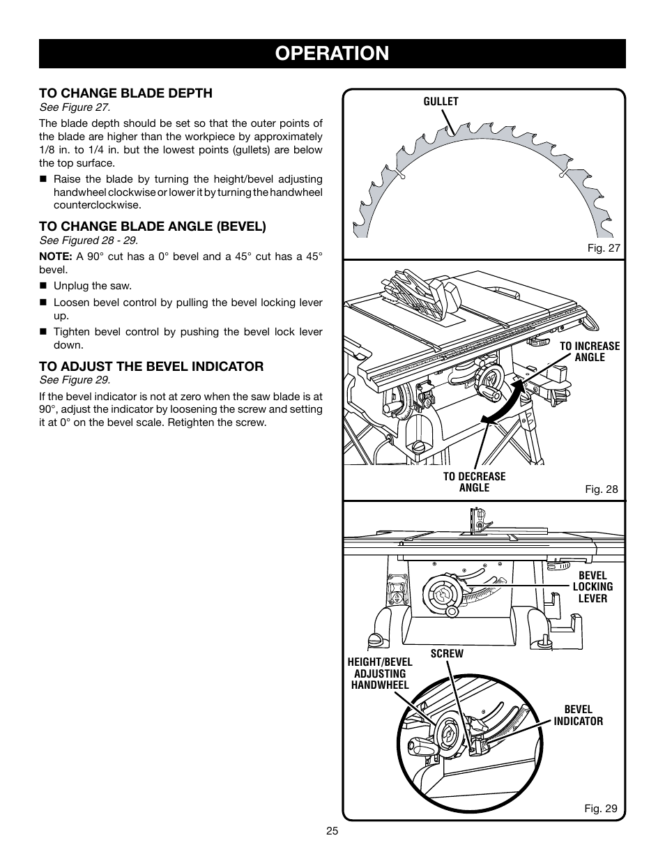 Operation | Ryobi RTS21 User Manual | Page 25 / 40