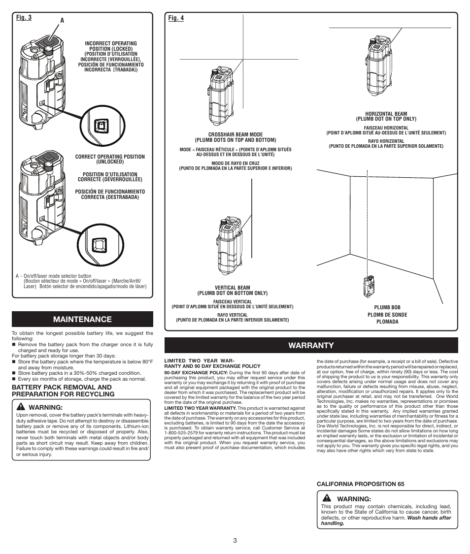 Warranty, Maintenance | Ryobi RP4000 User Manual | Page 3 / 8