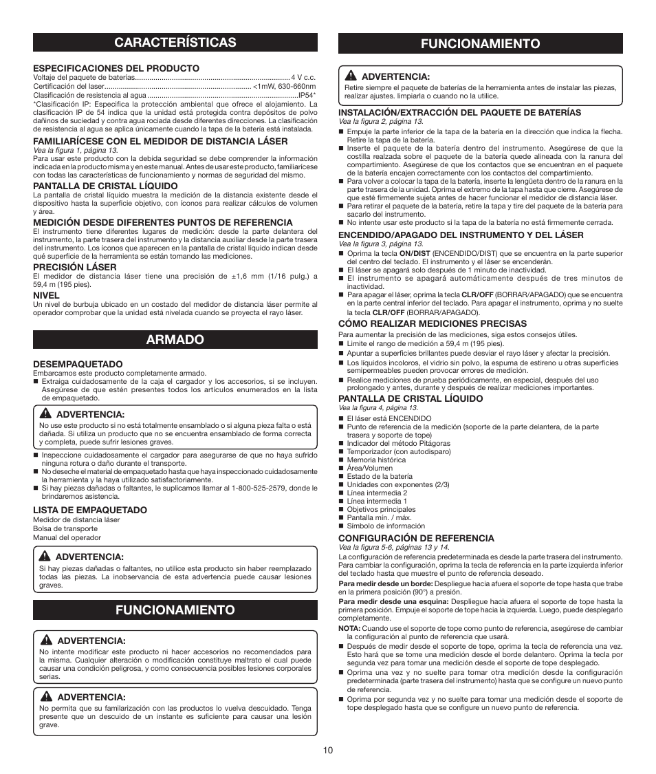 Armado características, Funcionamiento | Ryobi RP4010 User Manual | Page 10 / 16