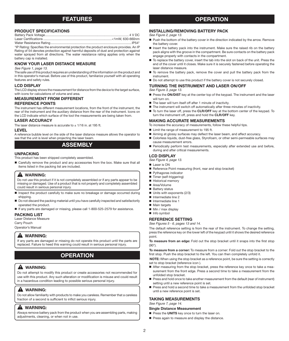 Features, Assembly operation operation | Ryobi RP4010 User Manual | Page 2 / 16