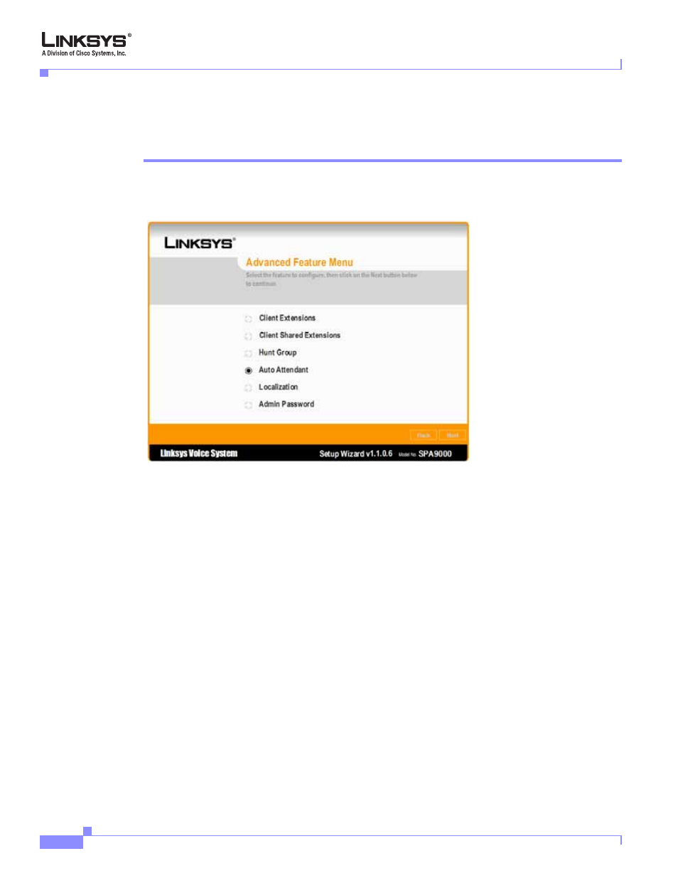 Using the wizard to configure the auto-attendant | Cisco Linksys SPA9000 User Manual | Page 128 / 226
