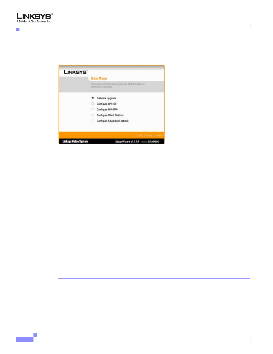 Using the wizard to upgrade software | Cisco Linksys SPA9000 User Manual | Page 48 / 226