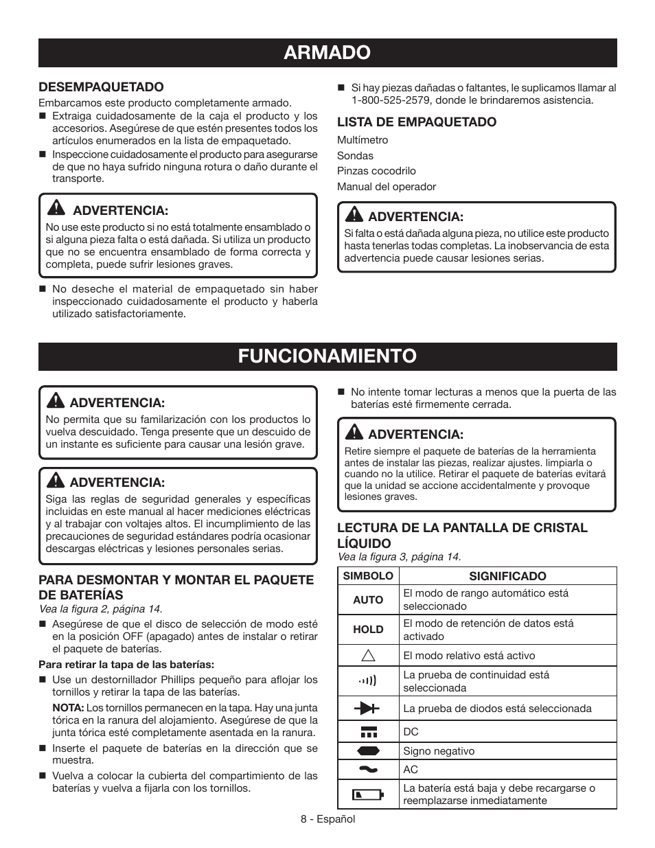 Armado, Funcionamiento | Ryobi RP4020 User Manual | Page 32 / 40