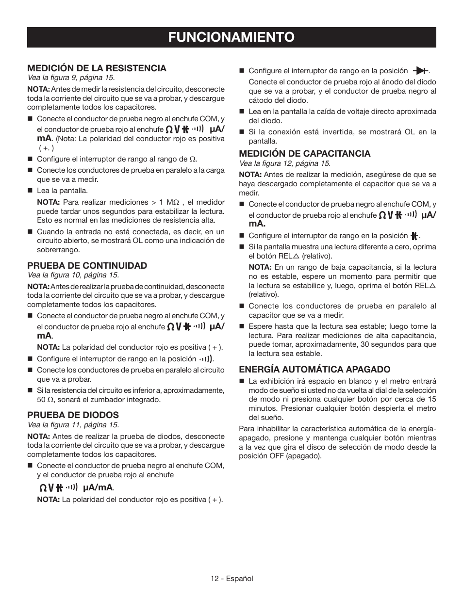 Funcionamiento | Ryobi RP4020 User Manual | Page 36 / 40