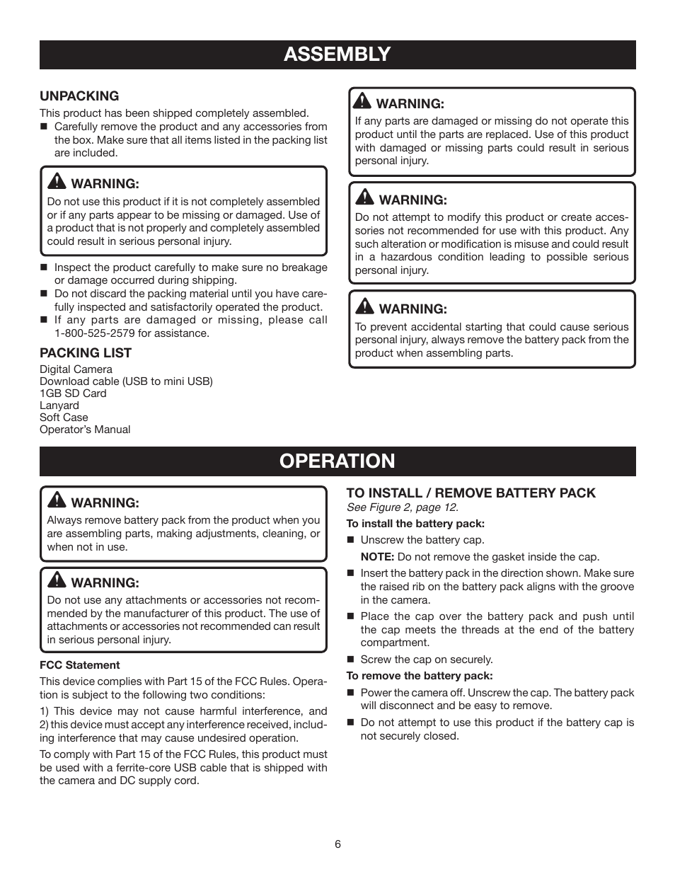 Operation, Assembly | Ryobi RP4200 User Manual | Page 6 / 32