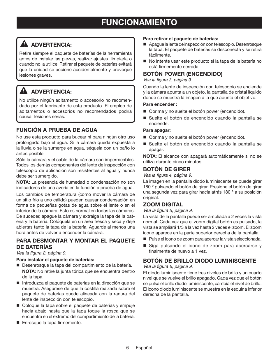 Funcionamiento | Ryobi RP4205 User Manual | Page 18 / 24