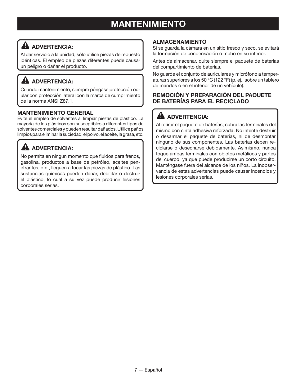 Mantenimiento | Ryobi RP4205 User Manual | Page 19 / 24